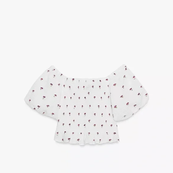 ZARA SET! White Floral Ruffle Top and Skirt! NWOT - Picture 2 of 3